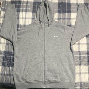 Gray Vintage Mens Nike Swoosh Sportswear Zip-up Hoodie
